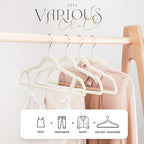 HOUSE DAY Premium Velvet Hangers 50 Pack Ivory, Non-Slip Flocked Felt Hangers, Sturdy Clothes Hanger with 360° Rotatable Hook, Heavy Duty Durable Slim Coat Hanger for Closet Space Saving - Image 2