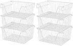 Slideep 14'' Large Metal Wire Storage Organizer Bin Basket Farmhouse Decor Stackable Storage Organizer for Pantry Home Bathroom Kitchen Organization White - 6 Pack by WelcometotheSlideep