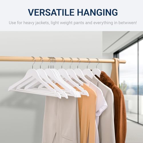 Amber Home 30 Pack White Wooden Coat Hangers, Wood Suit Hangers - Image 6