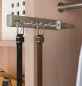 5-Hook Designer Wardrobe Reversible 11.75" Length Closet Belt Rack with 11" Retractable Pullout Extension and Installation Hardware (Matte Nickel) by HardwareforHomeBusiness