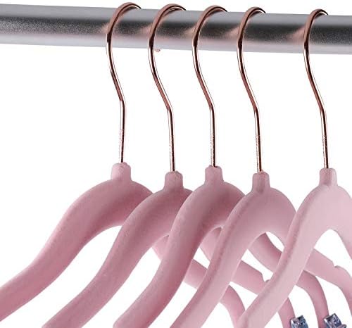 Tosnail 30 Pack Kids Velvet Hangers Children's Clothes Hangers Baby Hangers with Clips - Pink - Image 4