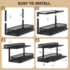 2-Pack 21.3 IN Depth Under Sink Organizer With Next-Gen Ball-Bearing Slides,Sophisticated Mesh 2-Tier Pull Out Shelf for Kitchen & Bathroom,Fits Small Items-Black - Image 6