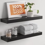 Homeforia 24 Inch Floating Shelves, High-End Solid Pine Wood, Set of 3 by Homeforia