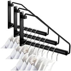 NEWRAIN Folding Clothes Hanger Rack, Wall Mounted Laundry Racks for Drying Clothes,Swing Clothing Hanging System Drying Closet Storage Organizer Black (Pack of 3) by NEWRAIN
