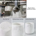 Natural White Marble Toothbrush Holder for Bathroom, Mordern Organic White Marble Toothbrush Cup, Luxury Texture Razor Holder, Razor Organizer for Dressing Table, Countertop, Hotel - Image 2