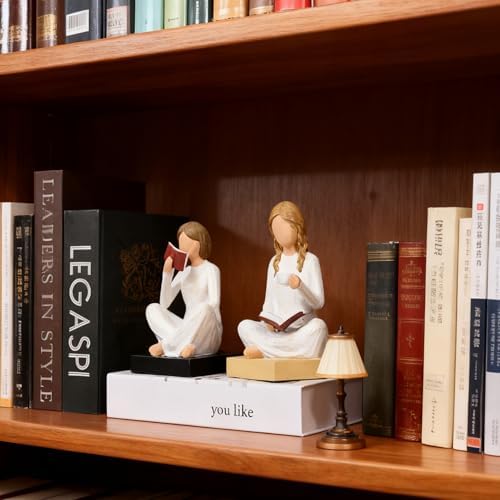 Unique Reading Figurine Book Ends - Book Lovers Gifts for Bookshelf Decorations for Women Readers, Graduates, Students, Teachers, Bookshelf Decor Home Decor for Shelves Desk Office Living Room - Image 5