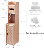Bathroom Storage Cabinet, Toilet Paper Holder with Shelf (Oak) - Image 2