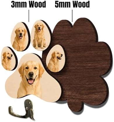 Personalized Paw Print Leash Holder for Wall Mount, Custom Wooden Dog Key Holder with Custom Photo, Pet Collar and Harness Organizer for Entryway, Key Hook Gift for Pet Lovers & Dog Owners, Home Décor - Image 3