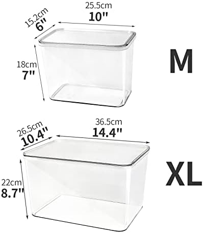 Storage Boxes, 5 Packs Transparent Food Organizer, Stackable Lidded Storage Bins (3 XL + 2M) - Image 4