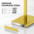 Brass Gold Toilet Paper Holder Stand，Stainless Steel Toilet Paper Holder Free Standing，Stable Weighted Base Floor Tissue Roll Holder for Bathroom，Modern Pivoting Toilet Paper Stand - Image 5