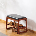 SOBIBO Solid Wood Shoe Bench, 2-Tier Wooden Entryway Bench, Modern Shoe Rack with Cushion for Hallway, Living Room (Black, 21.65'') by SOBIBO