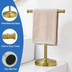 RUMOSE Brushed Gold Hand Towel Holder Stand Countertop Towel Rack - Image 4
