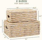 Set of 2 White Wicker Baskets with Lid - Image 6