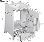Harper & Bright Designs 20" Bathroom Vanity with Sink, Free Standing Single Vanity Set with One Divider Drawer, and Door Storage Shelf, Wooden Storage Cabinet with Ceramic Basin for Bathroom, White - Image 2