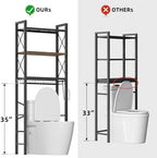 Kalrin Over The Toilet Storage with X Shape Side Guardrail, 3-Tier Over Toilet Storage Rack with Drain Basket, Freestanding Bathroom Organizer for Balcony Laundry, Vintage Brown - Image 6