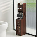 Small Toilet Paper Holder with Storage, Behind Toilet Storage Cabinet for Bathroom Corner, Slim Toilet Paper Holder Stand (Walnut Wood) by lokubond