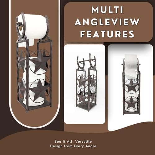 BestGiftEver Rustic Metal Western Toilet Paper Holder Storage Stand - Image 5