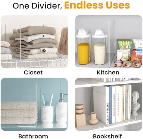 Shelf Dividers for Closet Organization – Acrylic Clear Sturdy Dividers to Keep Clothes, Sweaters & Purses Upright, Free-Standing for Wood Shelves, 10" Tall x 12" Deep, 8 Pack - Image 6