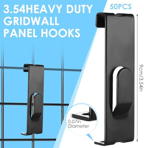 50 Pcs Gridwall Utility Notch Hook Gridwall Picture Hanger Commercial Black Grid Wall Panel Pegs for Panel Pegboard Grid Shelf Hanging Display - Image 2