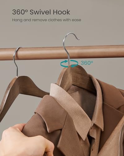 SONGMICS Wooden Suit Hangers 10 Pack, Extra-Wide Shoulder Clothes Hangers - Image 5