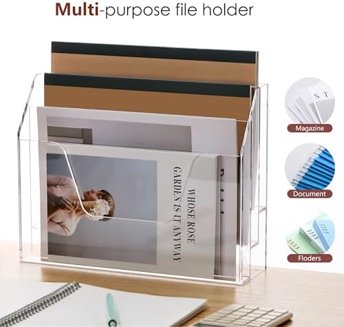 DINGHUO Acrylic Hanging Wall File Folder Organizer for Desk, Clear 3 Tier Document Paper Magazine Holder for Home, Office Organization, School - 1 Pack - Image 5
