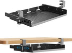 BYMECOST Sliding No Drill Under Desk Laptop Mount, Metal Storage Shelf by BYMECOST