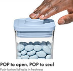 OXO Good Grips 3-Piece POP Container Set with Mini Scoops — Sky Blue, 1.1 Qt/1 L Capacity, Airtight Pop-Up Container with Push-Button Seal, Kitchen Storage Canisters for Cereal and Snacks - Image 3