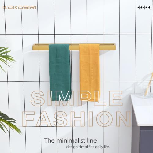 KOKOSIRI Towel Bar Brushed Gold Bath Towel Holder 20 Inch Kitchen Towel Hanger Rack Stainless Steel Bathroom Hardware Wall Mounted, 1 Pack B4008BG-L20 - Image 3