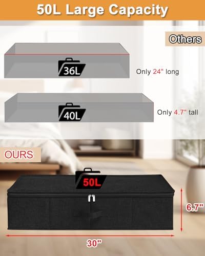 punemi 6.7 in Sturdy Under Bed Clothes Storage Containers, 2Pack, Black - Image 2