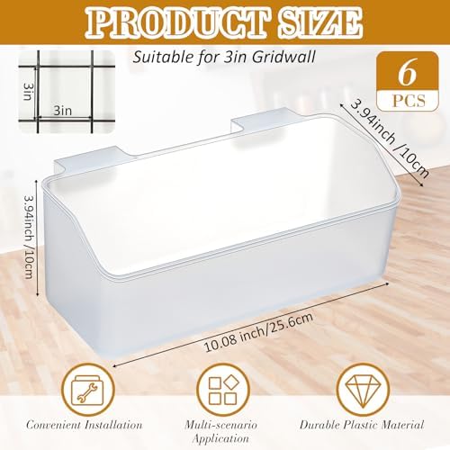 Vercraft 6 Pcs Clear Grid Wall Baskets 10 x 4 Inch - Image 2