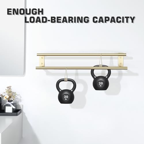 Alise 24 inch Double Towel Bar for Bathroom Wall Mounted, Brushed Gold - Image 6