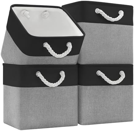Patvingot 11-Inch Fabric Cube Storage Bins with Handles,4 Pack,Foldable by Patvingot
