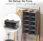 5 Tier Hanging Closet Organizer, Dual Row Wardrobe Storage with Hooks, Grey - Image 4