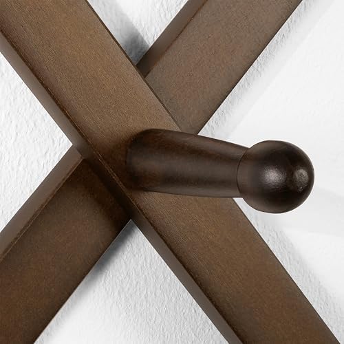 Dseap Accordian Wall Hanger: 16” High Wooden Wall Expandable Coat Rack, Hat Rack Holder, Accordion Hook for Baseball Caps, Coats, Mugs, 20 Peg Hooks, Brown - Image 5