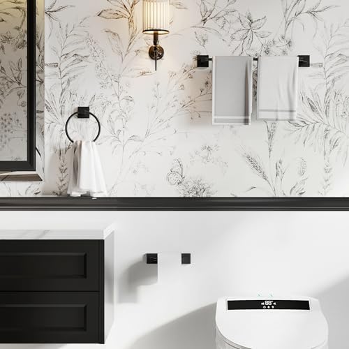 RUACQ Bathroom Accessories, 3-Piece Bathroom Hardware Set, Matte Black - Image 2