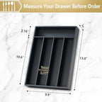 Silverware Organizer, 2 Pack 10 Inch Utensil Organizer Kitchen Drawer Organizer Bamboo Silverware Holder Cutlery Tray Organizer in Drawer Flatware Organizer Tray(5 slots, Black） - Image 2