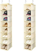 Berdeng Hanging Shoe Organizer for Closet with Side Mesh Pockets，Hat Racks for Baseball Caps，Shoe and Hat Holder & Storage，8-Shelf，Beige，2 Pack by Berdeng
