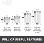 Oggi 4pc Clear Canister Set with Clamp Lids Airtight Containers in Sizes Ideal for Kitchen & Pantry Storage of Bulk, Dry Foods Including Flour, Sugar, Coffee, Rice, Tea, Spices & Herbs - Image 6