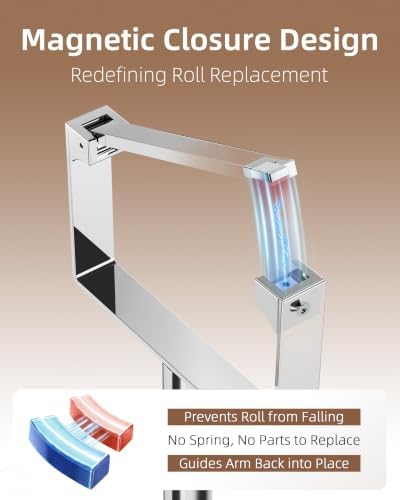 RUACQ Toilet Paper Holder Stand with Weighted Base, Chrome 1 Pack - Image 3