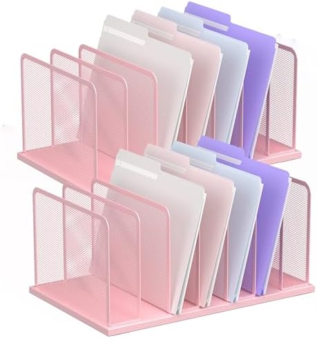 Kuntine.B 7-Section Upright Desk File Organizer Pink 2 Pack by KuntineB