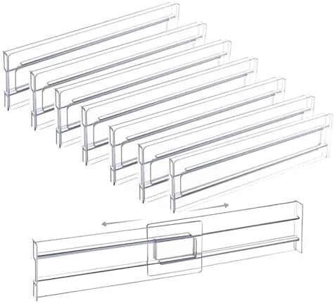 Guo's hyekbe 8 Pack 3.2 Inch Tall ABS Drawer Divider -Expandable from 10.9-20.5''-Adjustable Dresser Drawer Plastic Organizer Separators for Flatware, Utensil, cosmetics，Underwear，office supplies by Guo%27s+hyekbe