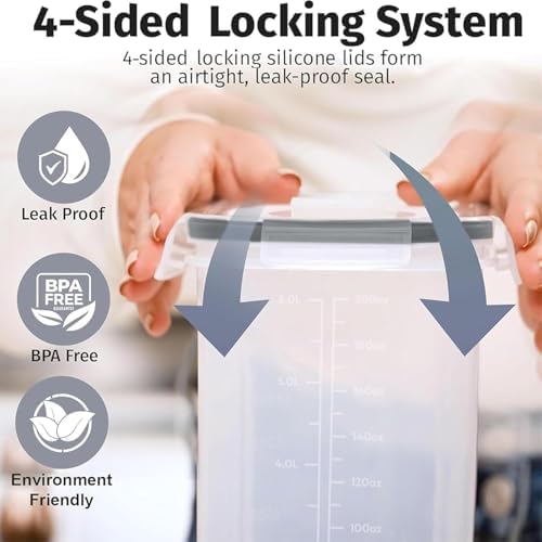 Shazo 2 Pack (6.3L / 213OZ) EXTRA Large Airtight Food Storage Cereal Containers for Bulk Food Storage BPA-Free Plastic Container, Pantry Organization and Canister for Rice, Pasta, Sugar & Flour - Image 6