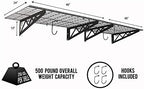 SafeRacks Steel Garage Wall Shelves 2-Pk w/Hooks, 500lb, Hammertone (24x48) - Image 2