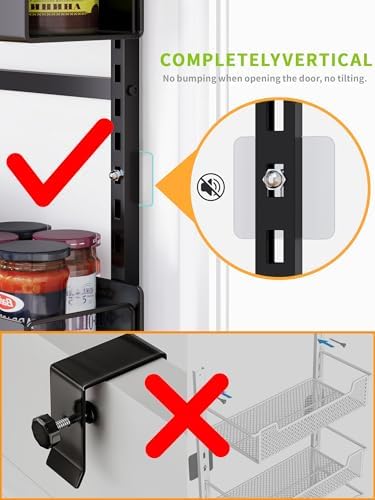 6-Tier Door Organizer, Heavy Duty Hanging Basket Spice Rack Shelves for Pantry Kitchen, Black - Image 6