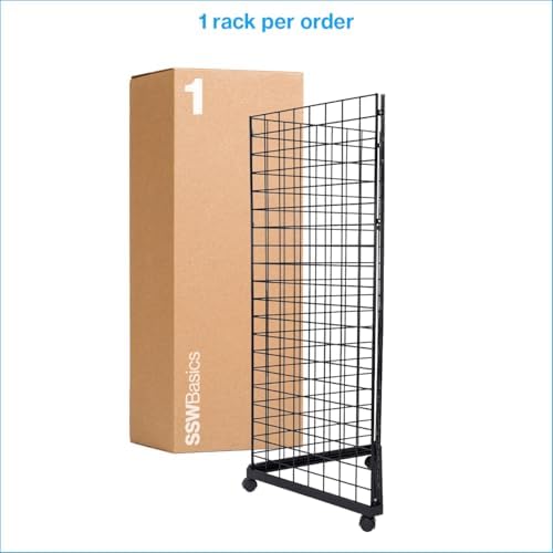 SSWBasics Black Triangle Wire Grid and Grid Wall Tower with Base and Casters - Black Metal Display Stand with Grid Wall Panels - Durable Wire Grid Panels for Display - Sturdy Gridwall Panels for - Image 6