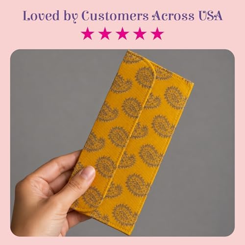 LoveNspire Brocade Fabric Money Envelopes (7.5 x 3.5 Inch) Decorative Paisley Pattern Shagun Lifafa for Indian Wedding, Birthday | Cash Gift Holder & Home Savings Organizer Assorted/Pack of 20 - Image 7