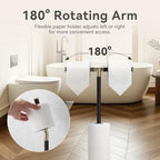 Black 3-Roll Tissue Holder, Weighted Base, Swivel Arm & Tray Black - Image 6