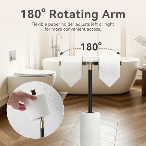 Black 3-Roll Tissue Holder, Weighted Base, Swivel Arm & Tray Black - Image 6