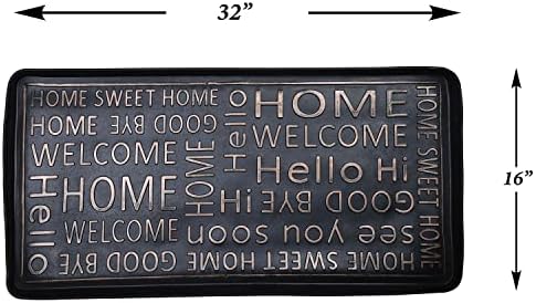 Art & Artifact Rubber Boot Tray Wet Shoe Tray for Entryway Indoor Outdoor Snow Boot Mat Extra Large Shoe Tray 32" x 16", Black, Hello Goodbye - Image 2