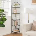 Homhedy 5-Tier Glass Corner Shelf Stand, Metal Corner Bookshelf by Homhedy